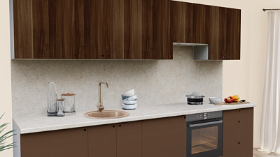 Кухня на заказ Слива темная тисненная - Шоколад софт